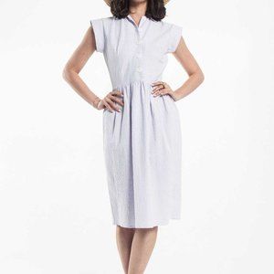 CHRISTY DAWN Piper dress worn by Busy Philipps Seersucker lavender stripes M